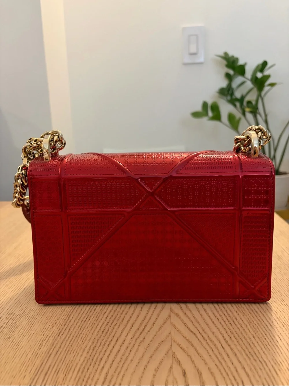 Dior Diorama Red Shoulder Bag with Champagne Gold Hardware